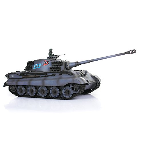 TOUCAN RC HOBBY Pro.Edition RTR Henglong 1/16 Gray TK7.0 Upgraded King Tiger RC Tank 3888A Barrel Recoil 360° BB Airsoft Smoke Effect IR Battle with Sticter von TOUCAN RC HOBBY