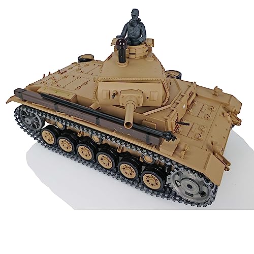 TOUCAN RC HOBBY Pro.Edition RTR Henglong 1/16 TK7.0 Upgraded Panzer III H RTR RC Panzer 3849 mit 360° Turm BB Airsoft Smoke Effekt IR Battle mit Sticter von TOUCAN RC HOBBY