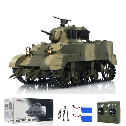 TOUCAN RC HOBBY USA M5A1 Stuart VI 1/16 RC Panzer Fernbedienung RTR Light Tank Smoking 2 Batterie für 14 Jahre von TOUCAN RC HOBBY