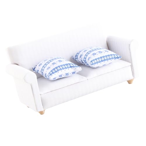 TOUISEDGI Dollhouse Miniature Sofa Set Living Room Furniture Accessories for 1/12 Scale Dollhouse (Double Sofa with Cushion) von TOUISEDGI