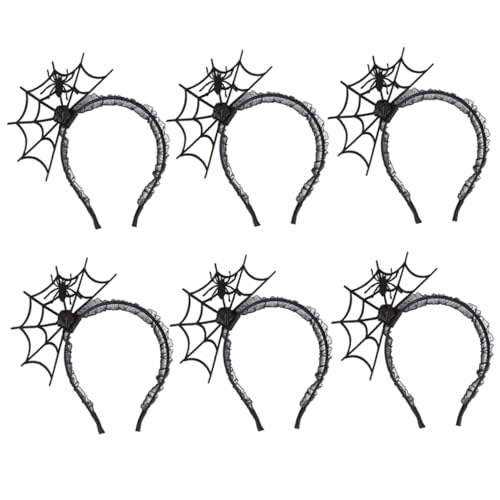 TOVINANNA 1 Satz 6 Stk Spinnennetz-stirnband Gesichts-stirnband Halloween-spinne Kopfschmuck Für Halloween-partys Haarband Halloween-cosplay-kopfbedeckungen Cosplay-stirnband Stoff Black von TOVINANNA