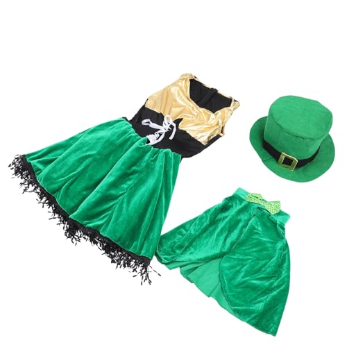 TOVINANNA 1 Satz Irisches Kostüm für Damen Grün S Patrick's Day Party Outfit mit Hut und für Karneval und Festliche Anlässe und Langlebig von TOVINANNA