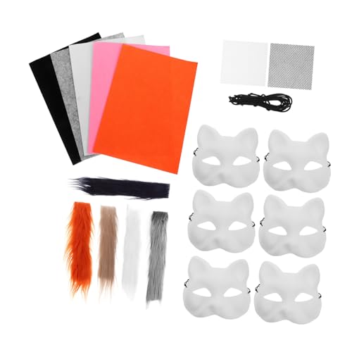 TOVINANNA 1 Satz Leere Katzenmaske Diy Tiermaske mit Weißen Halbmasks für Kostümpartys Cosplay Halloween für Kreative Bastelprojekte von TOVINANNA