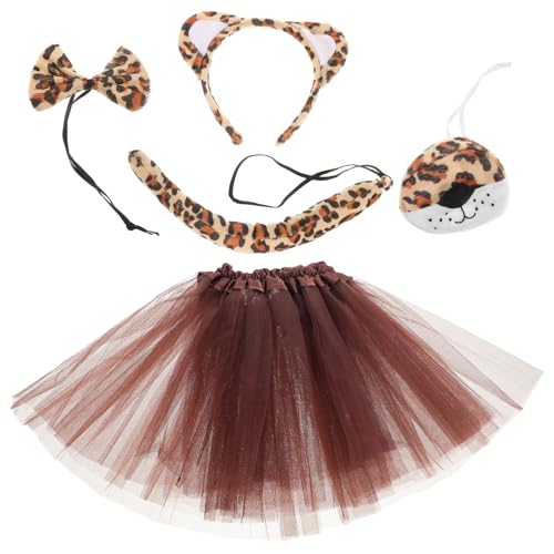 TOVINANNA 1 Satz Leopard Tierkostüm Set für Halloween Teiliges Kostüm mit Haarreif Fliege und Tüllrock Weiches und Bequemes Cosplay Zubehör für Karneval und Partys von TOVINANNA