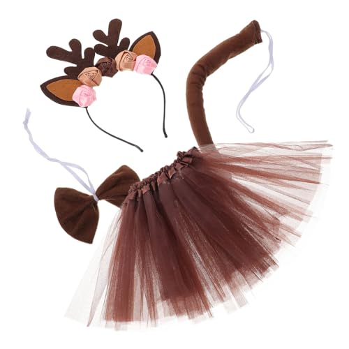 TOVINANNA 1 Satz Reh Kostüm Set für Mädchen Tüllrock mit Haarreif und Antlers Accessoire für Weihnachten Fasching und Festliche Anlässe Bequemes Design für Stundenlangen Tragekomfort von TOVINANNA