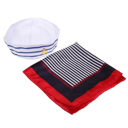 TOVINANNA 1 Set Marinemütze Anzug Kapitänsmütze Kostüm Cosplay Matrosenmütze Und Schal Kapitänskostüm Kapitänsmütze Für Cosplay Kapitänsmütze Dekoration Matrosenmütze Kapitänsmütze von TOVINANNA