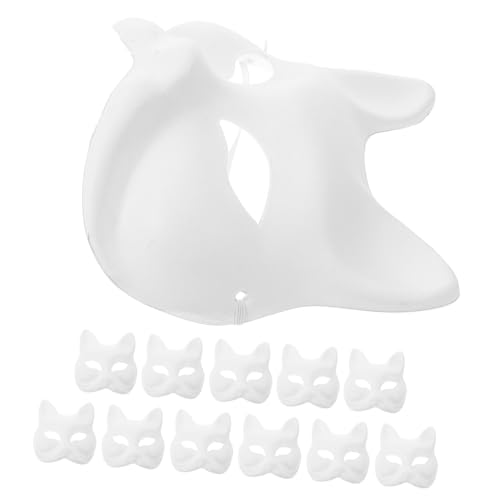 TOVINANNA 12Stücke Unbemalte Fuchsmaske DIY Papiermaske für Halloween Leicht Tragbar Kreative Projekte Maskenbasteln für Kostümparty Karneval von TOVINANNA