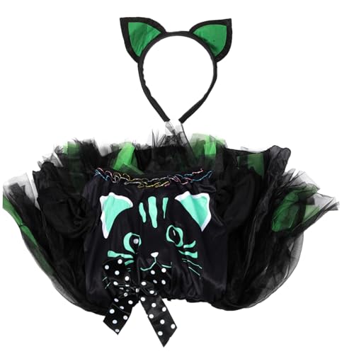 TOVINANNA 1Satz Katzenkostüm für Halloween Cat Dress mit Katzenohren Haarband für Karneval Cosplay Partys Bühnenauftritte Hochwertigem Sicherem Material von TOVINANNA