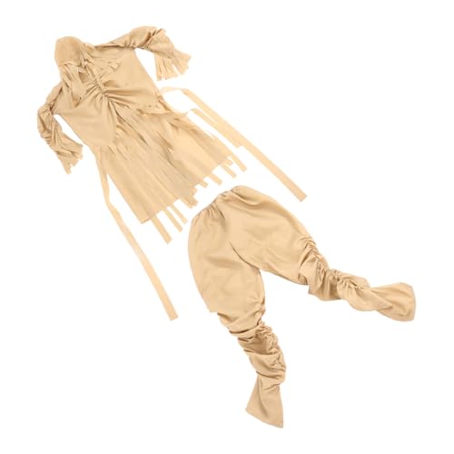 TOVINANNA 1Satz Mumien Kostüm für Erwachsene Beigefarbenes Horror Outfit für Halloween mit Zerfetzten Details Elastischem Bund für Gruselige Kostümpartys Karneval von TOVINANNA