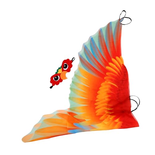 TOVINANNA 1Satz Papageien Kostüm Set für Kreatives Vogel Umhang mit Flügel und Kopfbedeckung für Rollenspiele Schulaufführungen und Halloween Dekoration von TOVINANNA