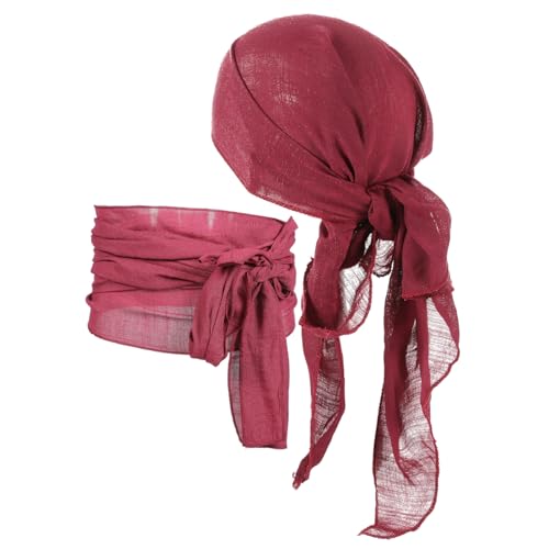 TOVINANNA 1Satz Piratenkostüm Set mit Hut und Gürtel Verstellbar und Atmungsaktiv für Halloween Strandpartys und Outdoor Aktivitäten Rot von TOVINANNA