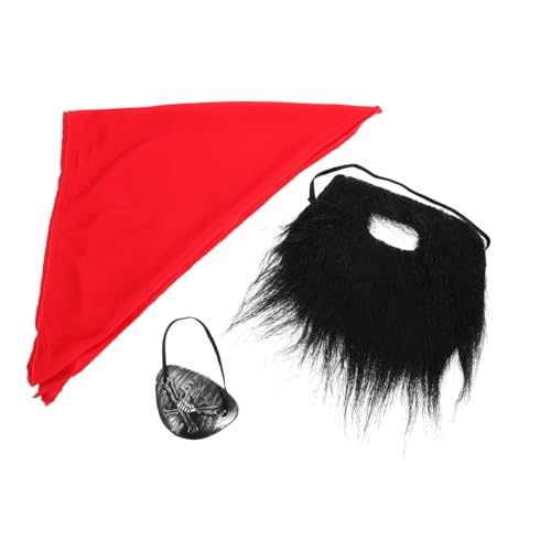 TOVINANNA 1Satz Piratenkostüm Zubehör für Halloween Cosplay Karneval Piratenschnurrbart Augenklappe Kopftuch für Kostümveranstaltungen Rollenspiele von TOVINANNA