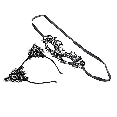 TOVINANNA 1Satz Schwarzes Spitzen Haarband Halbgesichtsmaske Für Kostümparty Cosplay Haarschmuck Augenabdeckung Dekoration Für Halloween Feiern von TOVINANNA