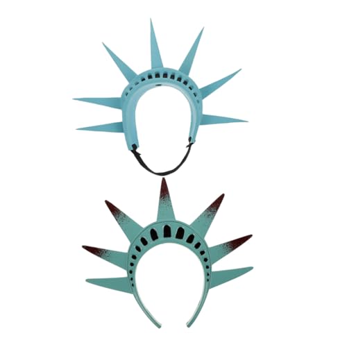 TOVINANNA 2 Stück Freiheitsstatue Stirnband Grün Kostüm Krone Kopfschmuck für Halloween Cosplay Party Erwachsene Patriotic Headband Lady Crown Zubehör von TOVINANNA