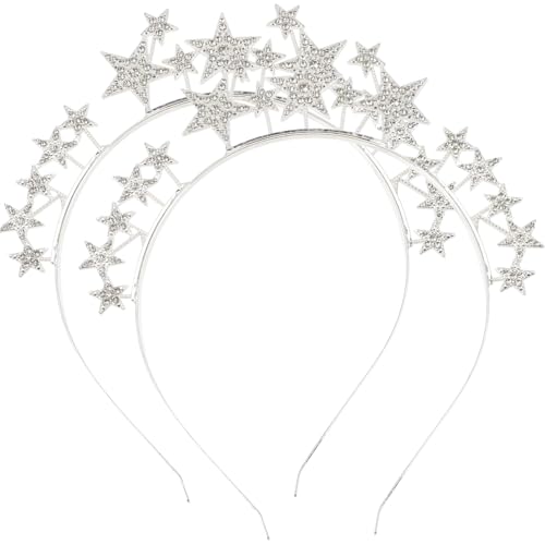 TOVINANNA 2 Stück Glitzernder Haarreif Sternförmiger Haarschmuck aus Langlebigem Legierungs material für Party Foto Valentinstag Festtags accessoire Mädchen von TOVINANNA