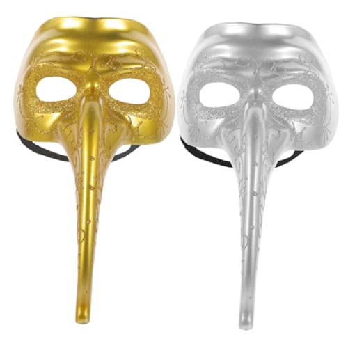 TOVINANNA 2 Stück Long Nose Maske für Männer Steampunk Kostüm Maske für Halloween Party Verstellbar Vielseitig Einsetzbar von TOVINANNA