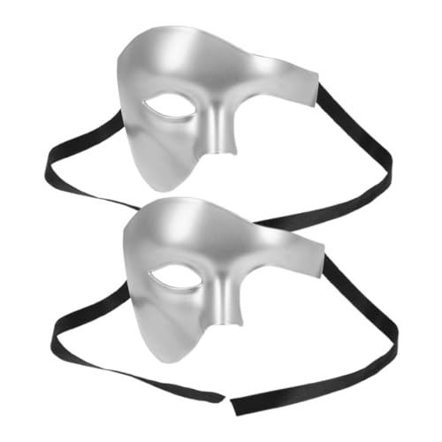 TOVINANNA 2 Stück Maske Maskerade Halbgesichtsbrille Maskerade Zubehör Maskerade Party Dekorationen Maskerade Party Gefälligkeiten Silber Kunststoff von TOVINANNA
