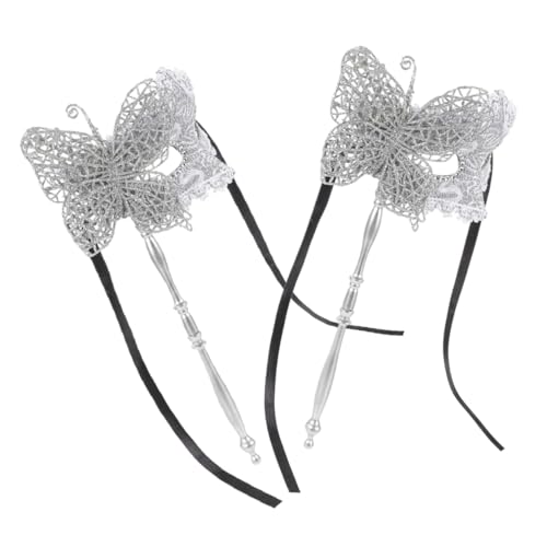 TOVINANNA 2 Stück Maskenmaske Kostümmaske Partymaske Faschingsmasken Maske Für Maskenball Party Maskenball Maske Für Damen Festliche Dekomasken Dramamaske Frauenmaske Stoff Silber von TOVINANNA
