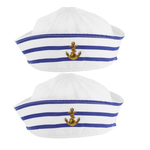 TOVINANNA 2 Stück Matrosenmütze Gestreift Polyester Seglerhut Damen und Herren Einheitsgröße Kostüm Accessoire für Bootsparty und Karneval TOVINANNA 2 Stück Matrosenmütze Gestreift Polyester Seglerhut Damen und Herren Einheitsgröße Kostüm Accessoire für Bootsparty und Karneval von TOVINANNA