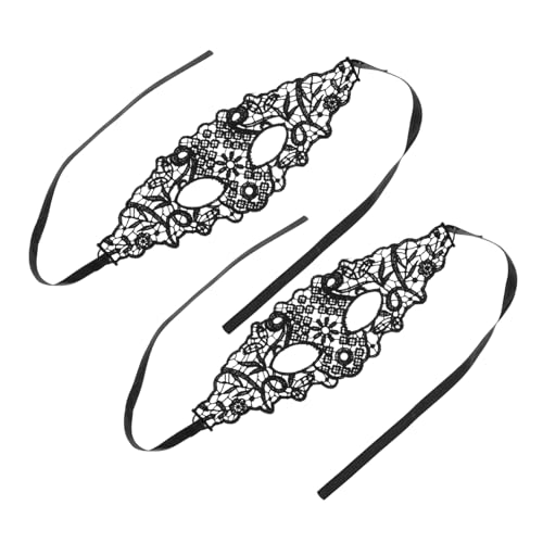 TOVINANNA 2 Stück Rote Rüschenmaske für Frauen Gesichtsmaske Lace für Karneval Maskenball Kostümparty und Halloween Events von TOVINANNA