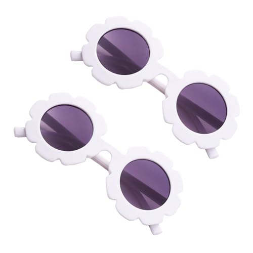 TOVINANNA 2 Stück Sonnenbrille mit Sonnenblumen Design Uv Sonnenbrillen für Jungen Weißer Rahmen mit Gläsern Accessoires für Partys von TOVINANNA