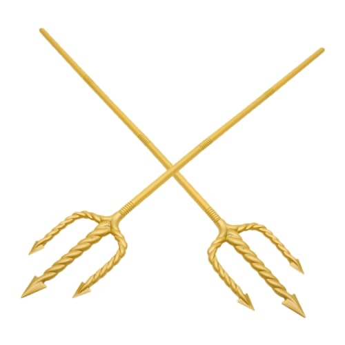 TOVINANNA 2 Stück Spiraldreizack Halloween -Requisite Kostümzubehör Dreizackprop Cosplay -Kostümprop Halloween Accessoire Teufel Halloween Cosplay -Accessoire Teufelszubehör Plastik Golden von TOVINANNA