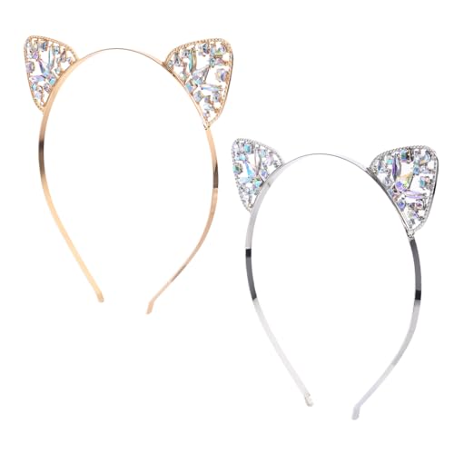 TOVINANNA 2 Stück Teiliges Katzenohren Haarreif mit Funkelnden Strasssteinen Leichter und Komfortabler Haarschmuck für Damen für Party Festival und Halloween TOVINANNA 2 Stück Teiliges Katzenohren Haarreif mit Funkelnden Strasssteinen Leichter und Komfortabler Haarschmuck für Damen für Party Festival und Halloween von TOVINANNA
