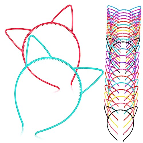 TOVINANNA 24 Stück Teiliges Katzenohren Haarreif in Farben Kunststoff Katzenohren Stirnband Süße Haaraccessoires für Frauen für Party Cosplay Halloween und Kostümfest TOVINANNA 24 Stück Teiliges Katzenohren Haarreif in Farben Kunststoff Katzenohren Stirnband Süße Haaraccessoires für Frauen für Party Cosplay Halloween und Kostümfest von TOVINANNA