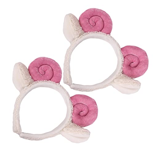 TOVINANNA 2st Croissant-stirnband Wolf Kuh Ohren Katzenohren Make-up-stirnbänder Für Frauen Plüsch Hund Schaf Tierohren Stirnband Reh Tiere Tierische Ohren Geweih Haarband Stoff Rosa von TOVINANNA