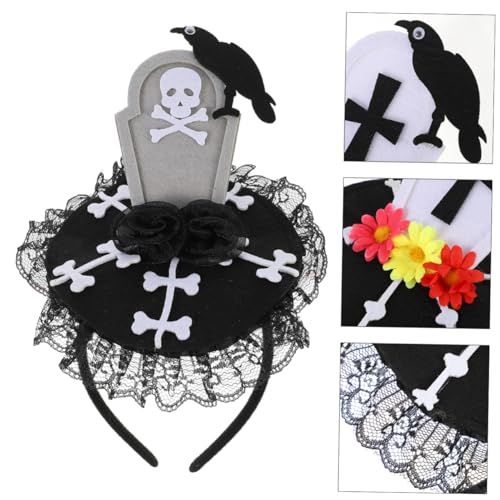 TOVINANNA 2st Halloween Schädel Grabstein Stirnband Kopfbedeckung Alien-kostüm Rollenspiele Outfits Halloween-haarreifen Party-haarband Party-stirnbänder Party-haarreifen Stoff (polyester) von TOVINANNA