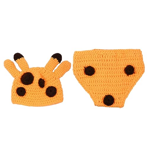 TOVINANNA 3 Sätze Kreatives Giraffen Kostümset für Neugeborene Handgefertigter Strickhut und Shorts Gelb für Unvergessliche Fotoshootings Geeignet für Monate von TOVINANNA