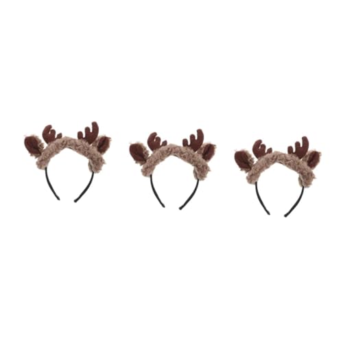 TOVINANNA 3 Stück Plüsch Geweih Haarreif mit Rentierohren Weiches Bequemes Haarband für Damen Festliches Party Accessoire Vielseitiger Haarschmuck für Alltag und Feiertage von TOVINANNA