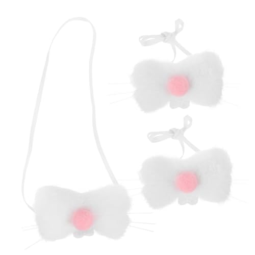 TOVINANNA 3 Stück Teiliges Plüsch Hasen Nasen Kleines Kaninchen Kostüm Zubehör für Weiche Cosplay Bunny Nase für Ostern und Karneval Kuschelige Verkleidungsschminke von TOVINANNA