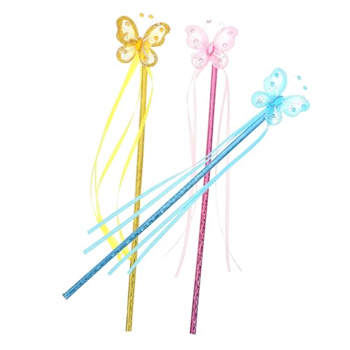 TOVINANNA 3Stücke Feen Zauberstäbe mit Glitzer Bunte Handheld Feenstöcke für Cosplay Partys Bühnenaufführungen und Kreative Rollenspiele Gelb Blau von TOVINANNA