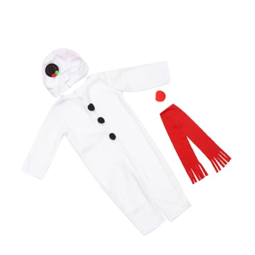 TOVINANNA 4 STÜCKE Schneemann Cosplay Kostüm Teilig Jumpsuit mit Schal und Mütze für Weihnachten Halloween Fasching Bühnenauftritt aus Bequemem Nylon von TOVINANNA
