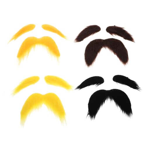 TOVINANNA 4 Sets Mit Künstlichen Augenbrauen Und Schnurrbart Für Halloween-Partys, Selbstklebender Realistischer Schnurrbart Und Augenbrauen, Lustige Kostüm-Requisite Für Maskerade, Cosplay von TOVINANNA
