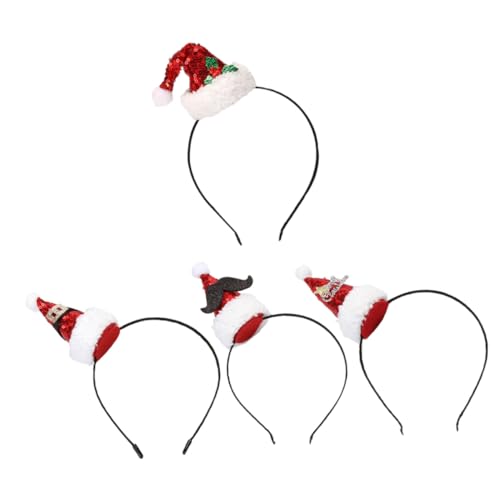 TOVINANNA 4 Stk. Weihnachtliche Haarreifen Rote Festliche Haarbänder für Damen Party Kostüm Haarschmuck Sicher Angenehm Weihnachten Zubehör von TOVINANNA