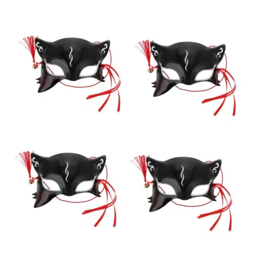 TOVINANNA 4 Stück Japanische Fuchs Halbgesichtsmaske Schwarz Leicht und Strapazierfähig für Halloween Karneval und Weihnachtskostüme Trendiges Cosplay Accessoire für Festliche Anlässe TOVINANNA 4 Stück Japanische Fuchs Halbgesichtsmaske Schwarz Leicht und Strapazierfähig für Halloween Karneval und Weihnachtskostüme Trendiges Cosplay Accessoire für Festliche Anlässe von TOVINANNA