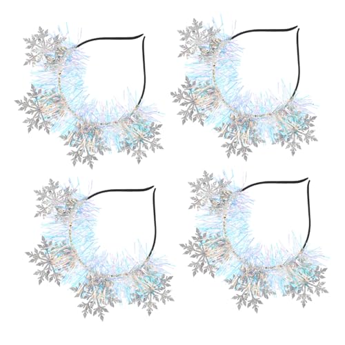 TOVINANNA 4 Stück Teiliges Glitzer-schneeflocken-stirnband aus Langlebigem Filz und Satin Leichte Bequeme Winter-haarreifen für Festliche Weihnachtsfeiern und Stilvolle Damen-accessoires von TOVINANNA