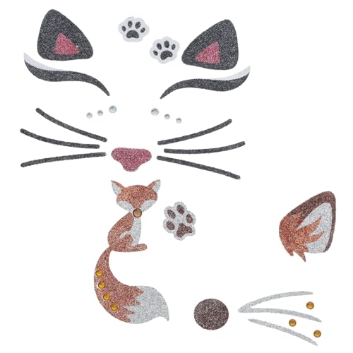 TOVINANNA 4 Stück Tiergesicht Aufkleber mit Glitzer Katzen Fuchs für Party Make Up Einfach Anzuwenden Hautfreundlich für Karneval Kostümpartys TOVINANNA 4 Stück Tiergesicht Aufkleber mit Glitzer Katzen Fuchs für Party Make Up Einfach Anzuwenden Hautfreundlich für Karneval Kostümpartys von TOVINANNA
