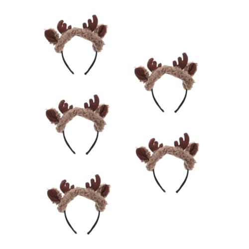 TOVINANNA 5 Stück Flauschiges Geweih Haarband Damen Elch Ohren Stirnband für Party und Alltag Fest Sitzendes Haarband mit Design Vielseitiges Haarschmuck für Weihnachten und Besondere von TOVINANNA