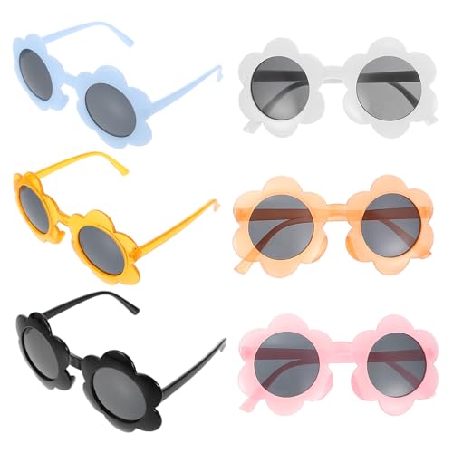 TOVINANNA 6 Stück Blume Sonnenbrille Kleinkind Mädchen Sonnenbrille Sonnenbrillen Party Blumen schnapsgläser Tragbare Sonnenbrillen für entzückende Kleinkinder-Sonnenbrille Stk von TOVINANNA