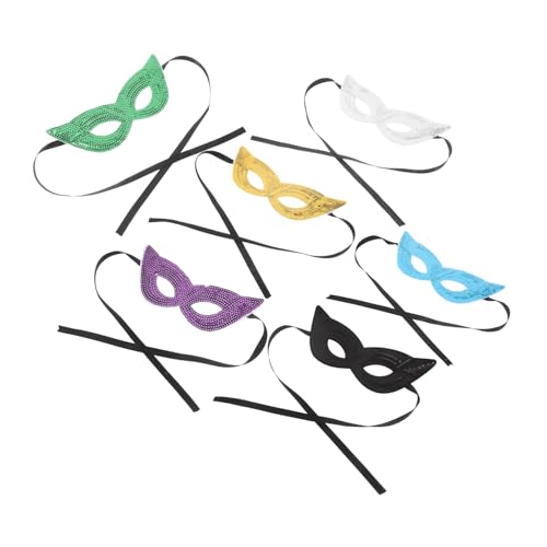 TOVINANNA 6 Stück Karnevals-Augenmaske Karnevalbauer Maskenkette Karnevalsmaske für Männer Faschingskostüme für Männer Mardi Minihut Karnevalsmasken Papiermasken Maskerade Pailletten von TOVINANNA