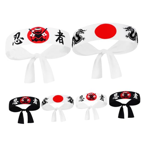 TOVINANNA 6 Stück Samurai Kopfband für Karate und Sport Verstellbar und Bequem für Männer und Cosplay und Partys von TOVINANNA