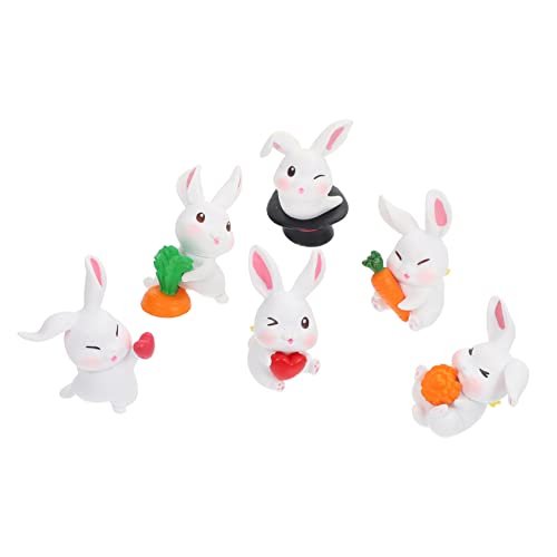 TOVINANNA 6St weiße Kaninchenpuppenverzierung schöne Hasenverzierung Kinder Mini-Spielzeug Wohnkultur Modelle Osterhasen-Dekor Tischplatte schmücken Tier Ornamente Kunsthandwerk von TOVINANNA