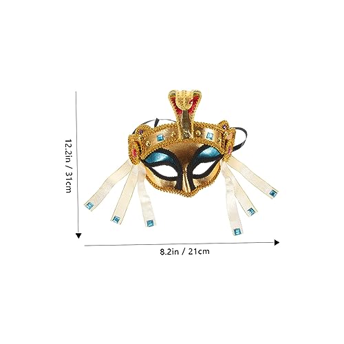 TOVINANNA Ägyptische Halbes Gesicht Maske Damen Halloween Kostüm Zubehör Goldfarbene Snake Mask mit Perlenbesatz Verarbeitung für Faschingsparty und Cosplay TOVINANNA Ägyptische Halbes Gesicht Maske Damen Halloween Kostüm Zubehör Goldfarbene Snake Mask mit Perlenbesatz Verarbeitung für Faschingsparty und Cosplay von TOVINANNA