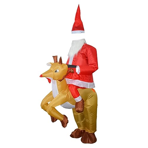 TOVINANNA Aufblasbares Weihnachtsmann Kostüm mit Elch Einheitsgröße Party Fancy Dress für Erwachsene Geeignet für Weihnachten Karneval Cosplay Batterien von TOVINANNA