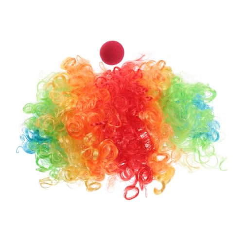 TOVINANNA Clown Kostüm Set mit Regenbogen Perücke Nase für Erwachsene für Halloween Karneval Cosplay Partys Rollenspiele von TOVINANNA
