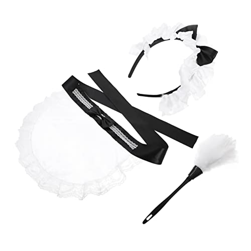 TOVINANNA Dienstmädchen Kostüm Satz mit Schürze Stirnband Staubwedel Cosplay Zubehör für Frauen Halloween Kostümpartys TOVINANNA Dienstmädchen Kostüm Satz mit Schürze Stirnband Staubwedel Cosplay Zubehör für Frauen Halloween Kostümpartys von TOVINANNA