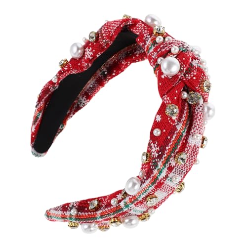 TOVINANNA Elegantes Weihnachts-stirnband mit Perlen Vintage Breites Geknotetes Haarband Modisches Schmuck-accessoire für Frauen Festlich und Vielseitig für Alltag und Feiertage von TOVINANNA